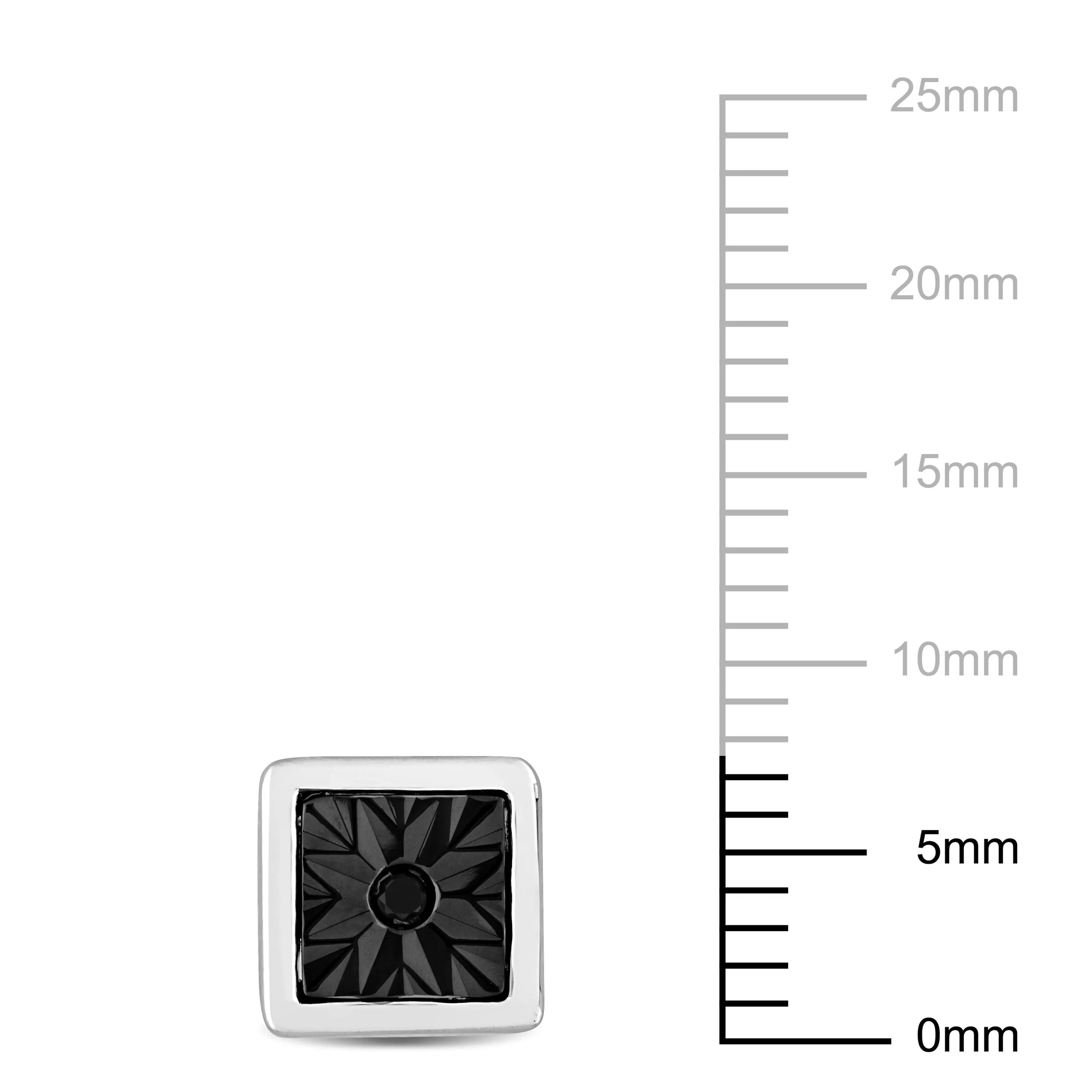 Mimi & Max Black Diamond Accent Square Men's Stud Earrings in Sterling Silver