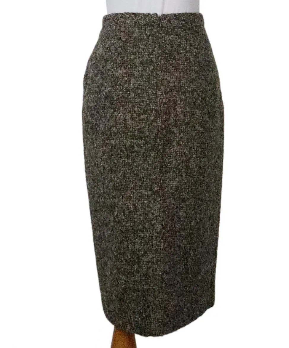 Missoni Size 4 Brown White Wool Skirt
