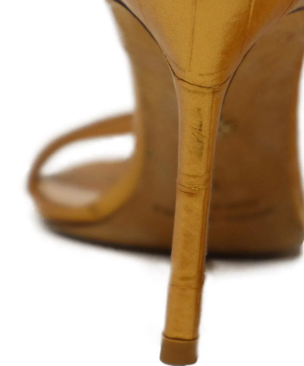 Nancy Gonzalez Gold Crocodile Sandals sz 9