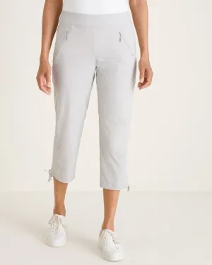 NEW Chico's Zenergy Gray Shadow Striped Ruched Crop Pant Size 16 MSP$89