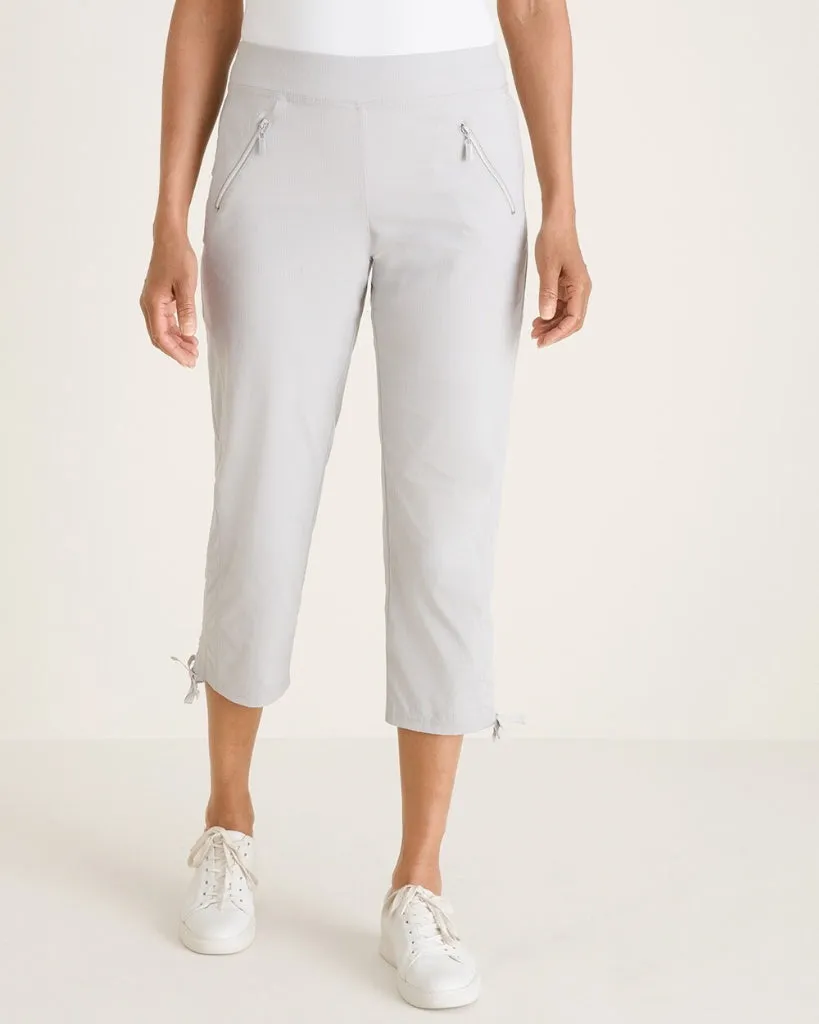 NEW Chico's Zenergy Gray Shadow Striped Ruched Crop Pant Size 16 MSP$89