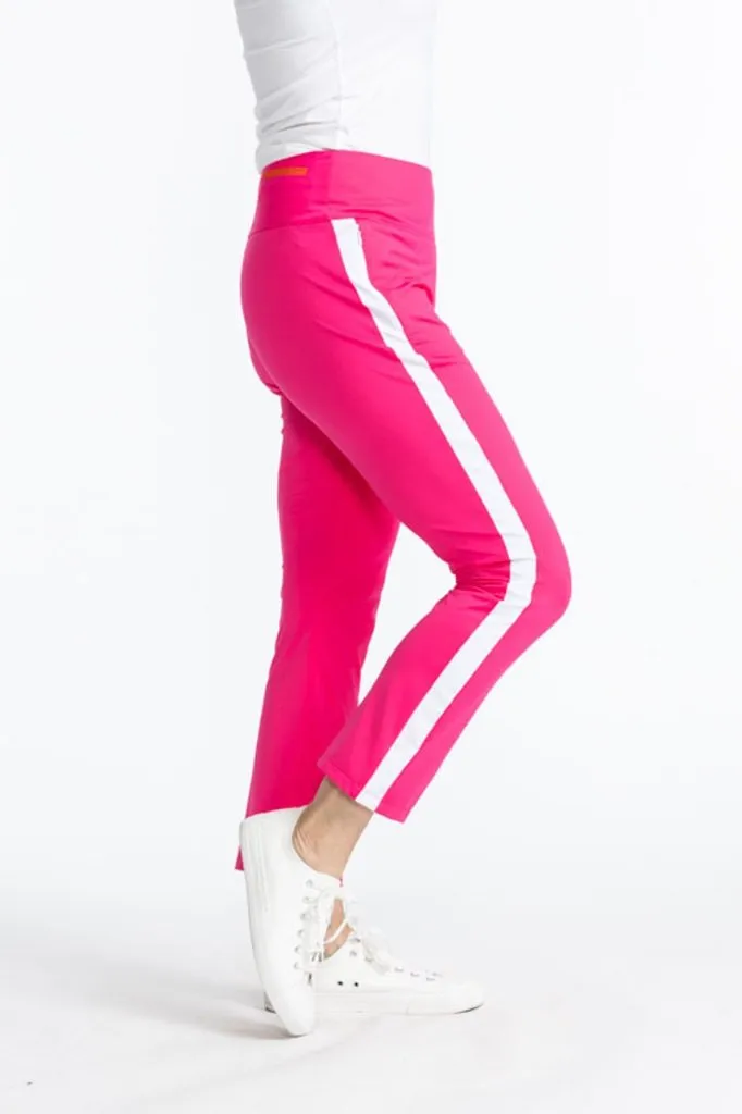 New Kinona Bright Pink Golf Capri Pants with White Stripe. Size S MSP$100