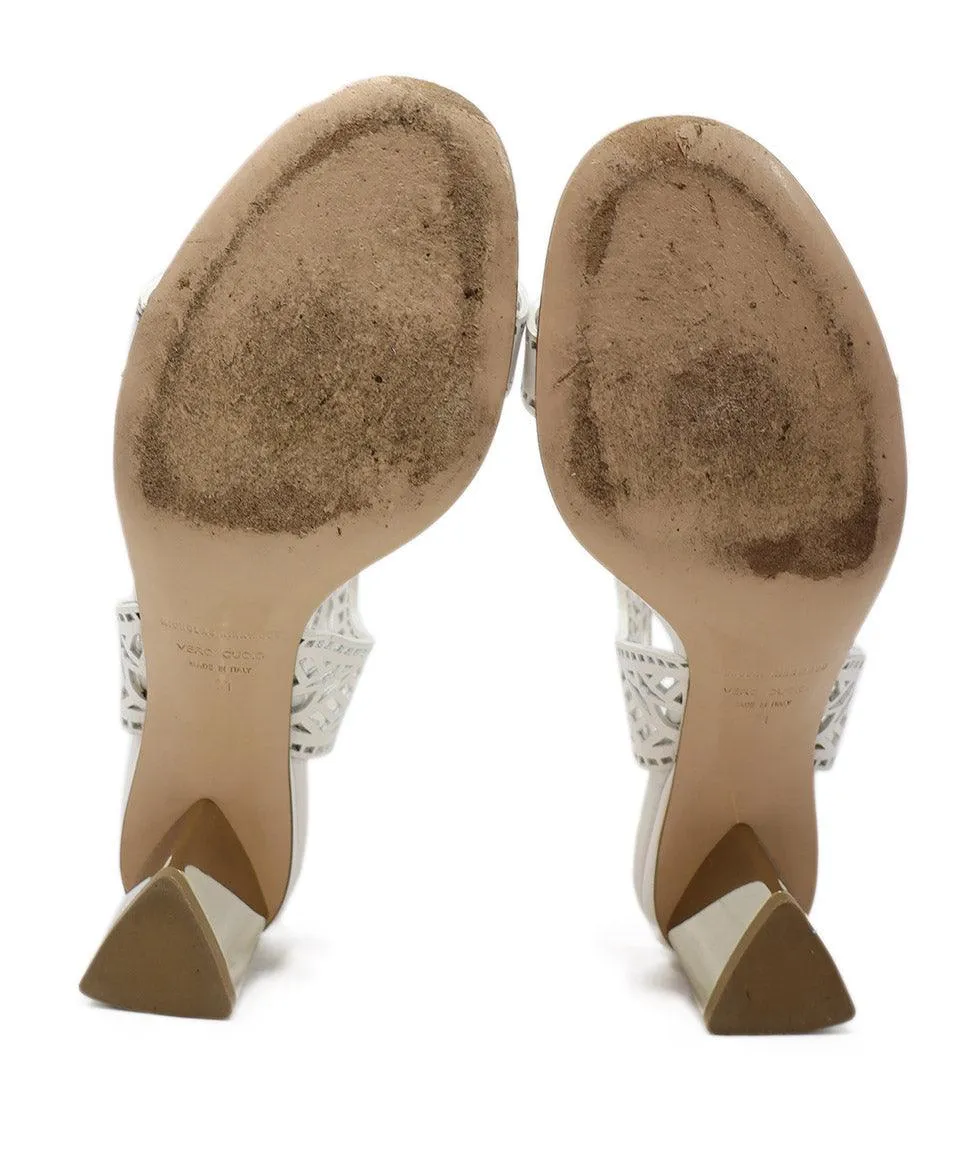 Nicholas Kirkwood White Cutwork Leather Sandals sz 11