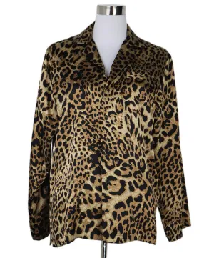 Nili Lotan Leopard Print Silk Blouse sz 4