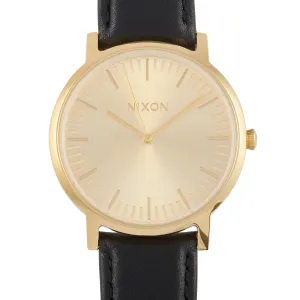 Nixon Porter Leather All Gold/Black 40mm Stainless Steel Watch A1058-510