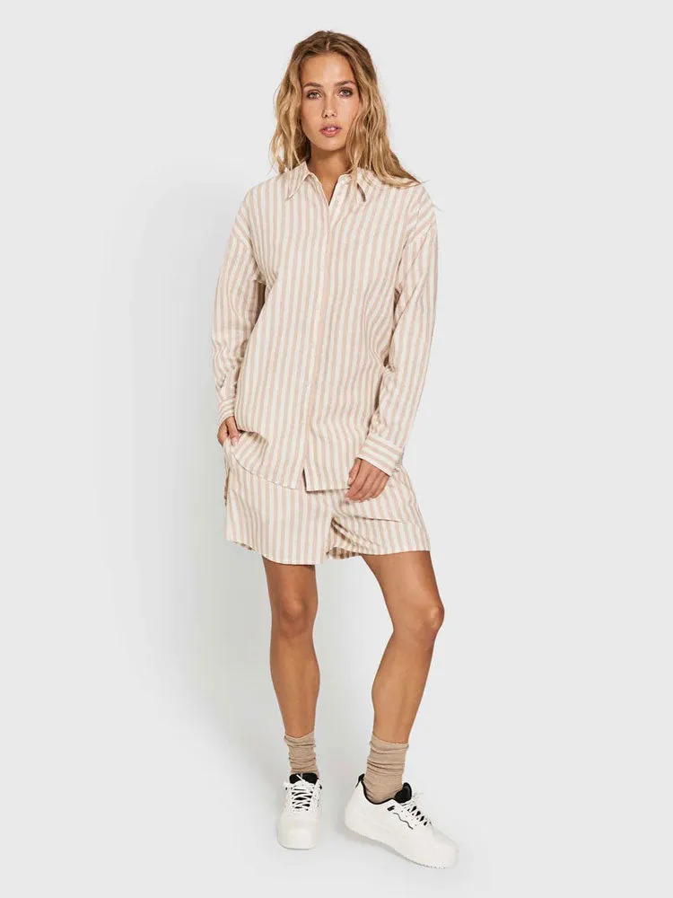 Norr Cenda Shirt Beige Stripe