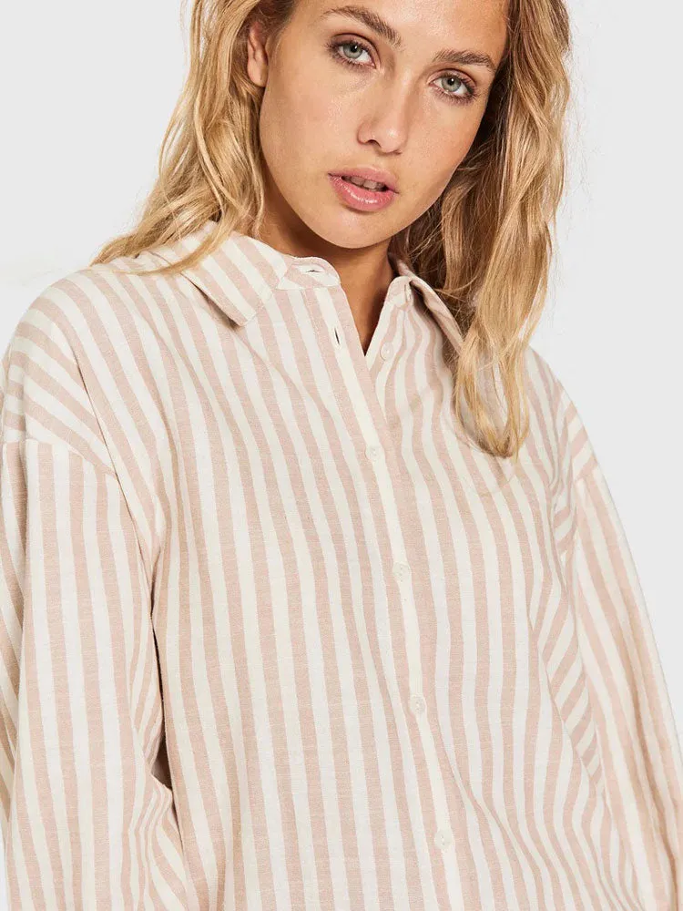 Norr Cenda Shirt Beige Stripe