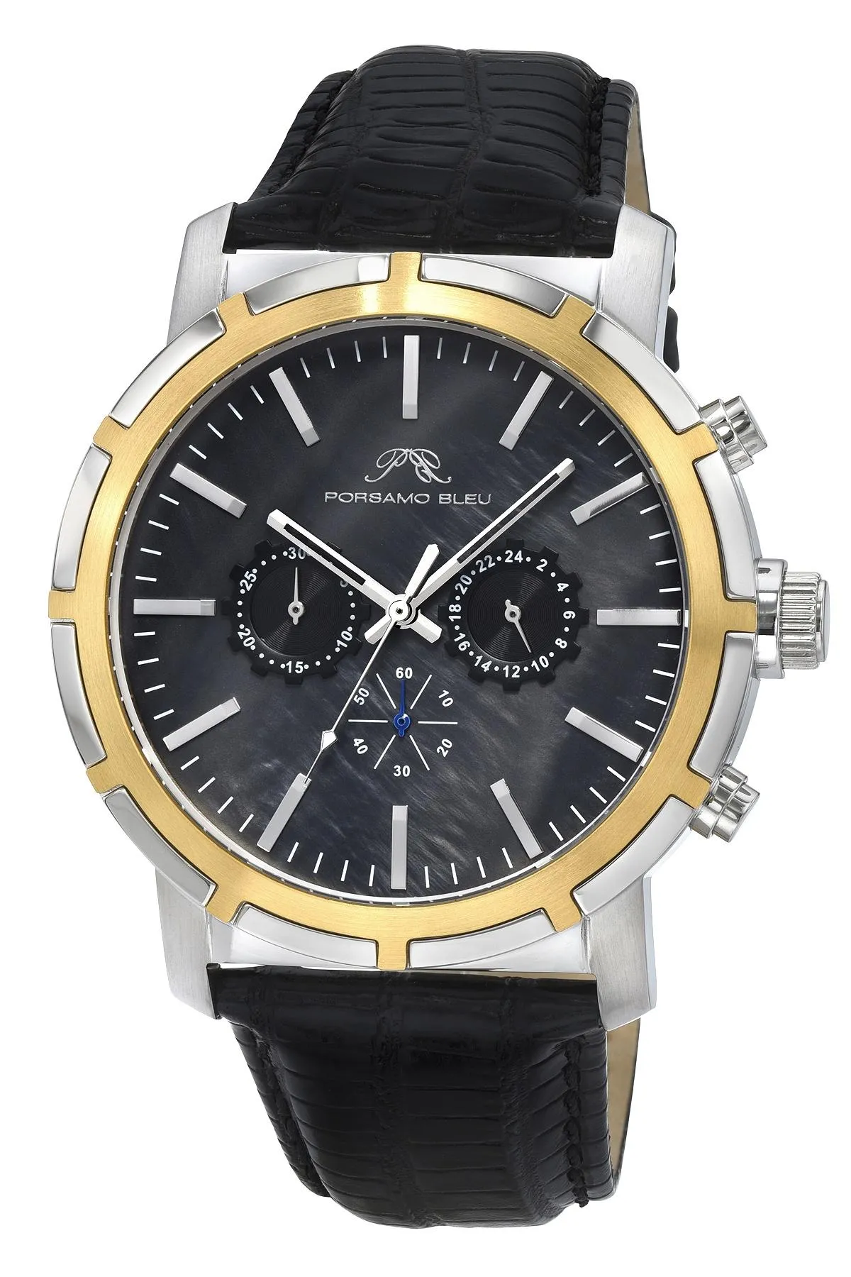 NYC Chrono Genuine Leather Two Tone & Black Men's Watch 1281DNYL