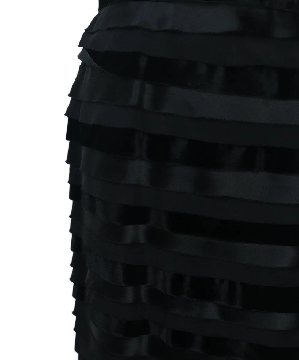 Oscar De La Renta Black Silk & Velvet Skirt sz 8
