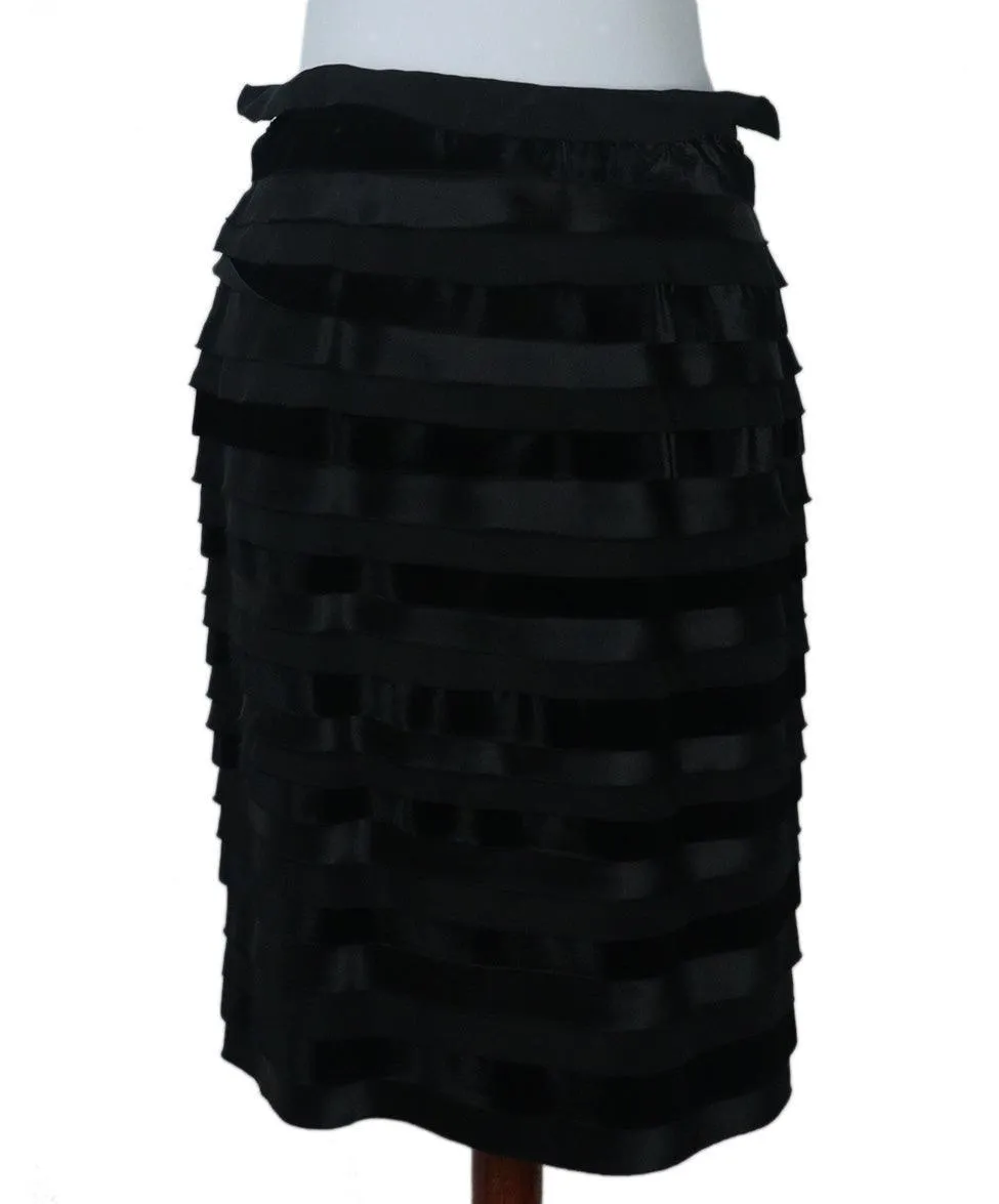 Oscar De La Renta Black Silk & Velvet Skirt sz 8