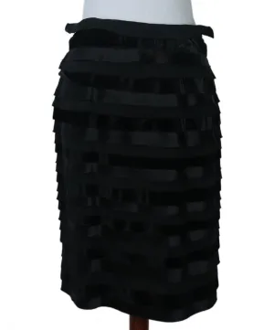 Oscar De La Renta Black Silk & Velvet Skirt sz 8