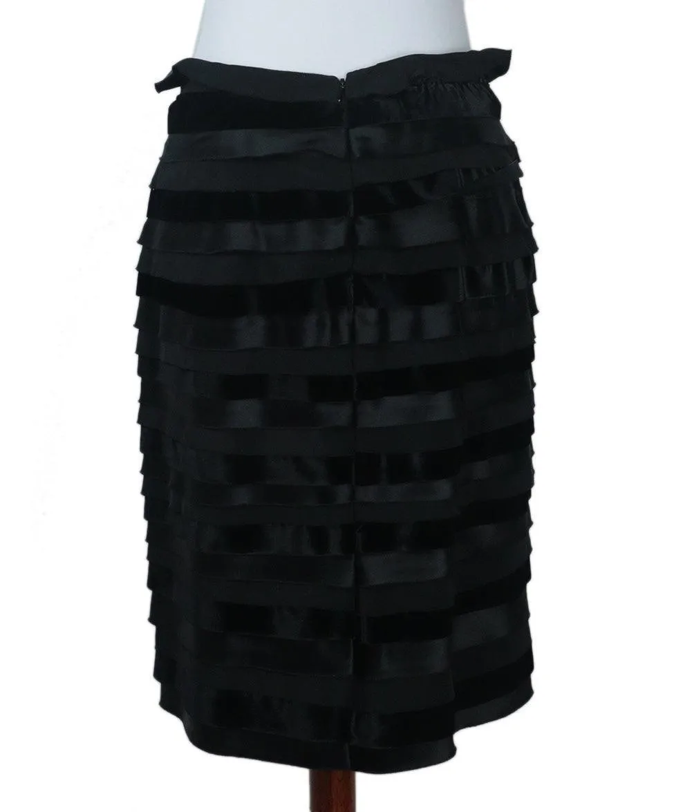 Oscar De La Renta Black Silk & Velvet Skirt sz 8