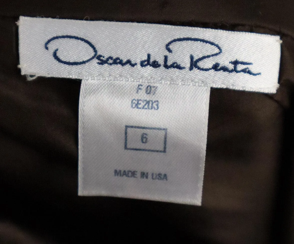 Oscar De La Renta Brown & Beige Houndstooth Skirt sz 6