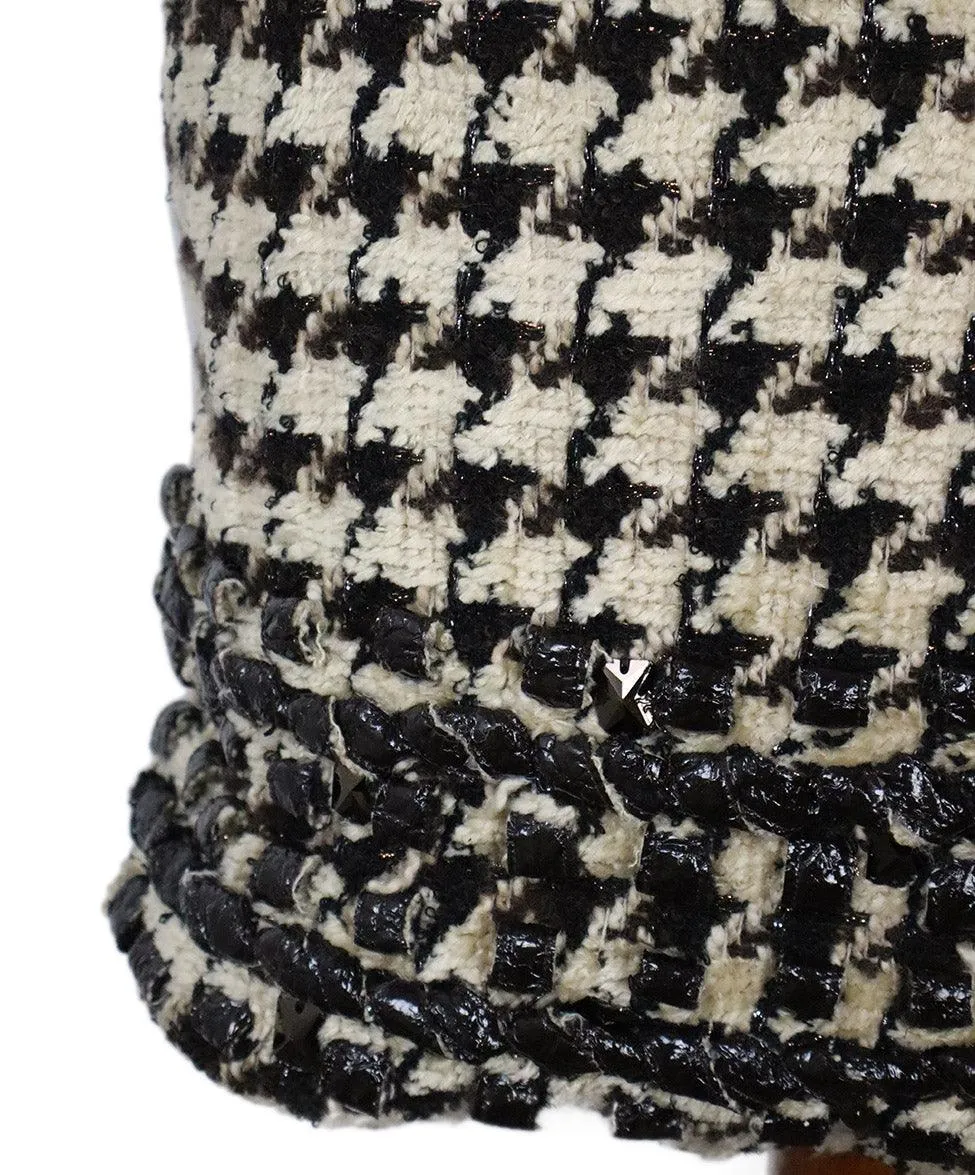 Oscar De La Renta Brown & Beige Houndstooth Skirt sz 6