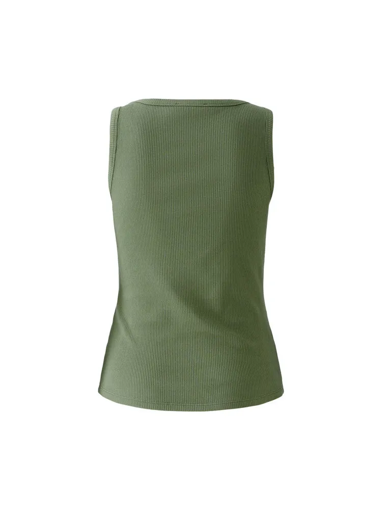 Oui Filiz Vest Top Shaded Moss