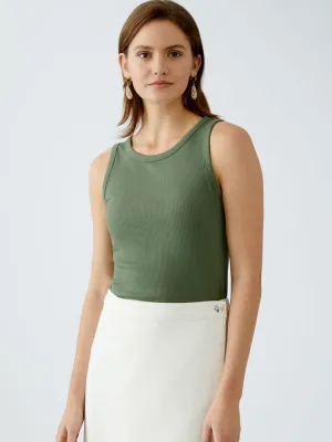 Oui Filiz Vest Top Shaded Moss