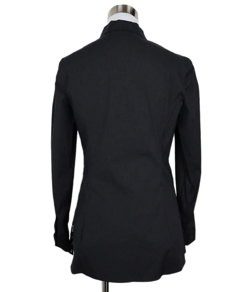 Prada Black Cotton & Blue Lace Shirt sz 2