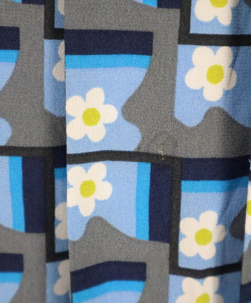 Prada Grey Blue & White Floral Print Dress sz 4