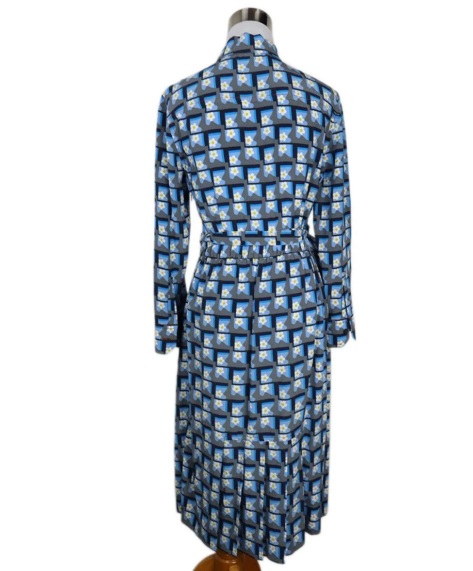 Prada Grey Blue & White Floral Print Dress sz 4