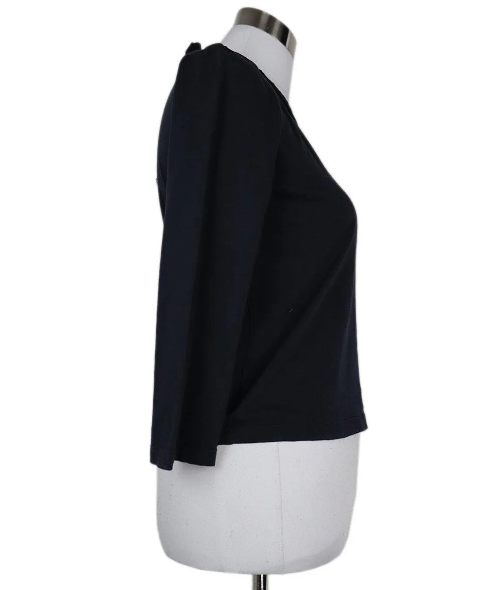 Prada Navy Cotton Top w/ Beaded Trim sz 2