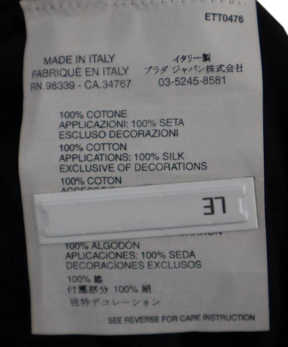 Prada Navy Cotton Top w/ Beaded Trim sz 2