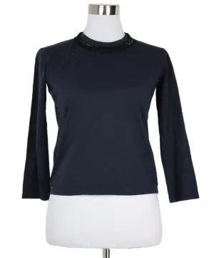 Prada Navy Cotton Top w/ Beaded Trim sz 2