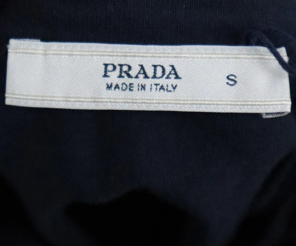 Prada Navy Cotton Top w/ Beaded Trim sz 2
