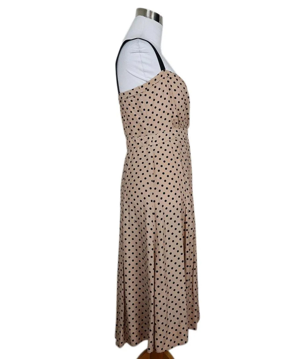 Prada Pink & Black Polka Dot Silk Dress sz 2