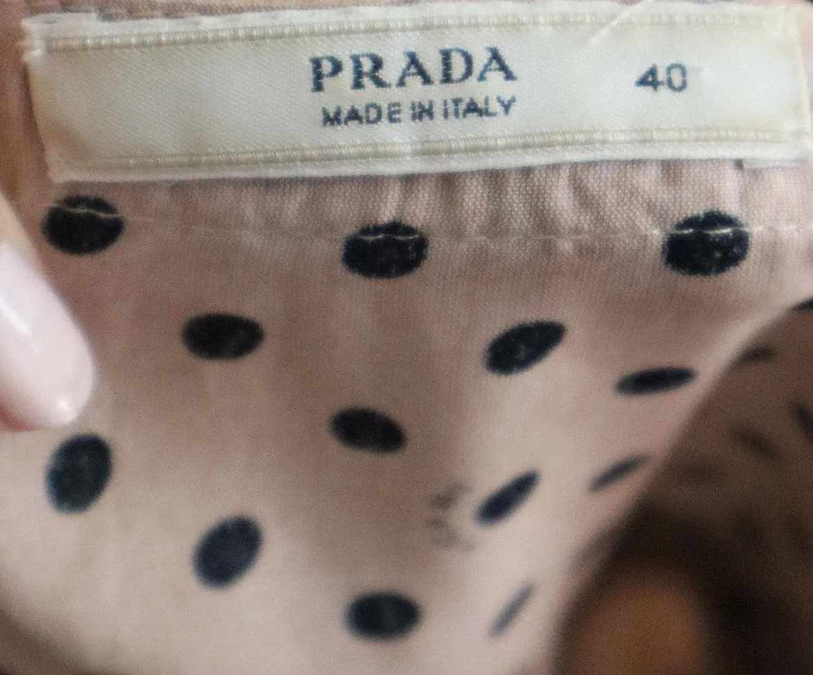 Prada Pink & Black Polka Dot Silk Dress sz 2