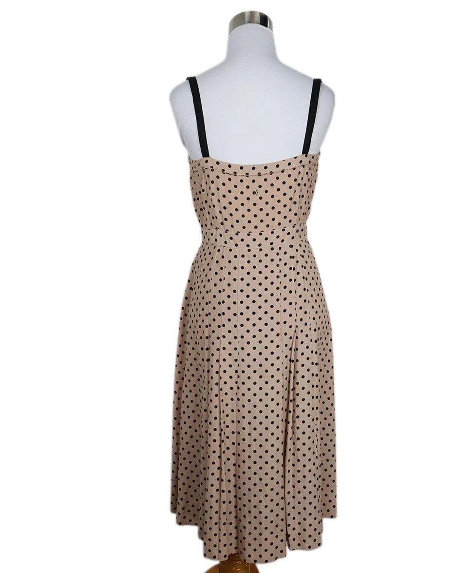 Prada Pink & Black Polka Dot Silk Dress sz 2