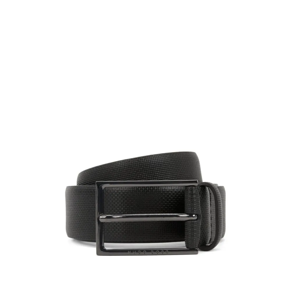 Printed belt in Italian leather with logo buckle