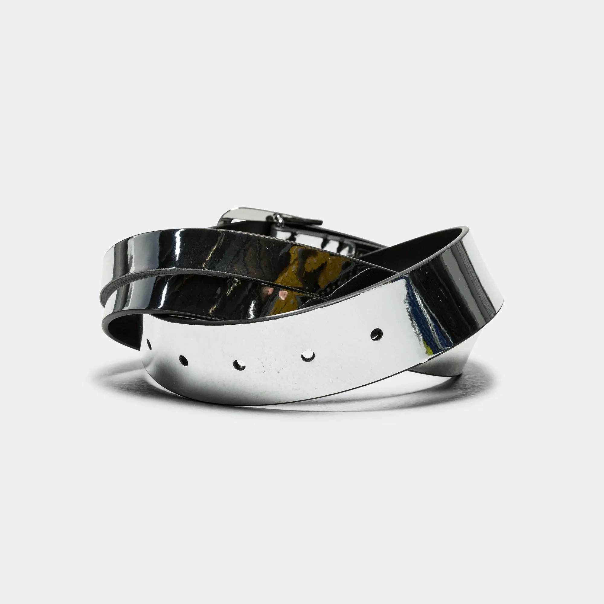 Punch Hole Buckle Belt - White