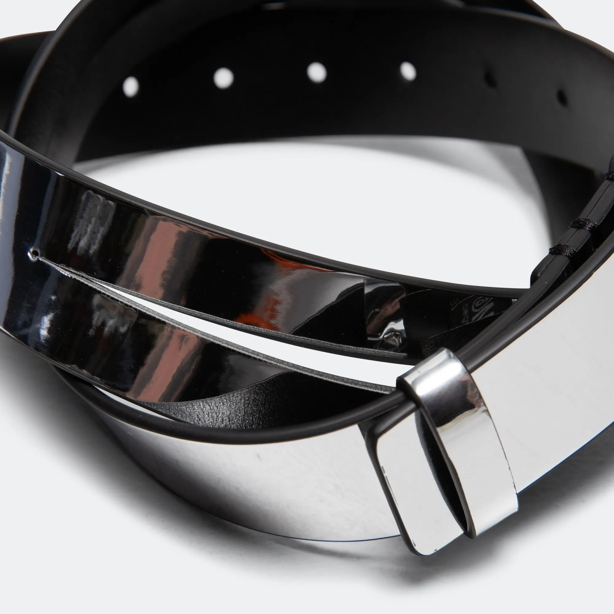 Punch Hole Buckle Belt - White