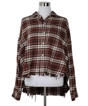 R13 Red & Black Plaid Flannel Shirt sz 2