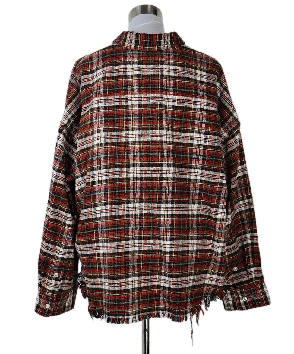 R13 Red & Black Plaid Flannel Shirt sz 2