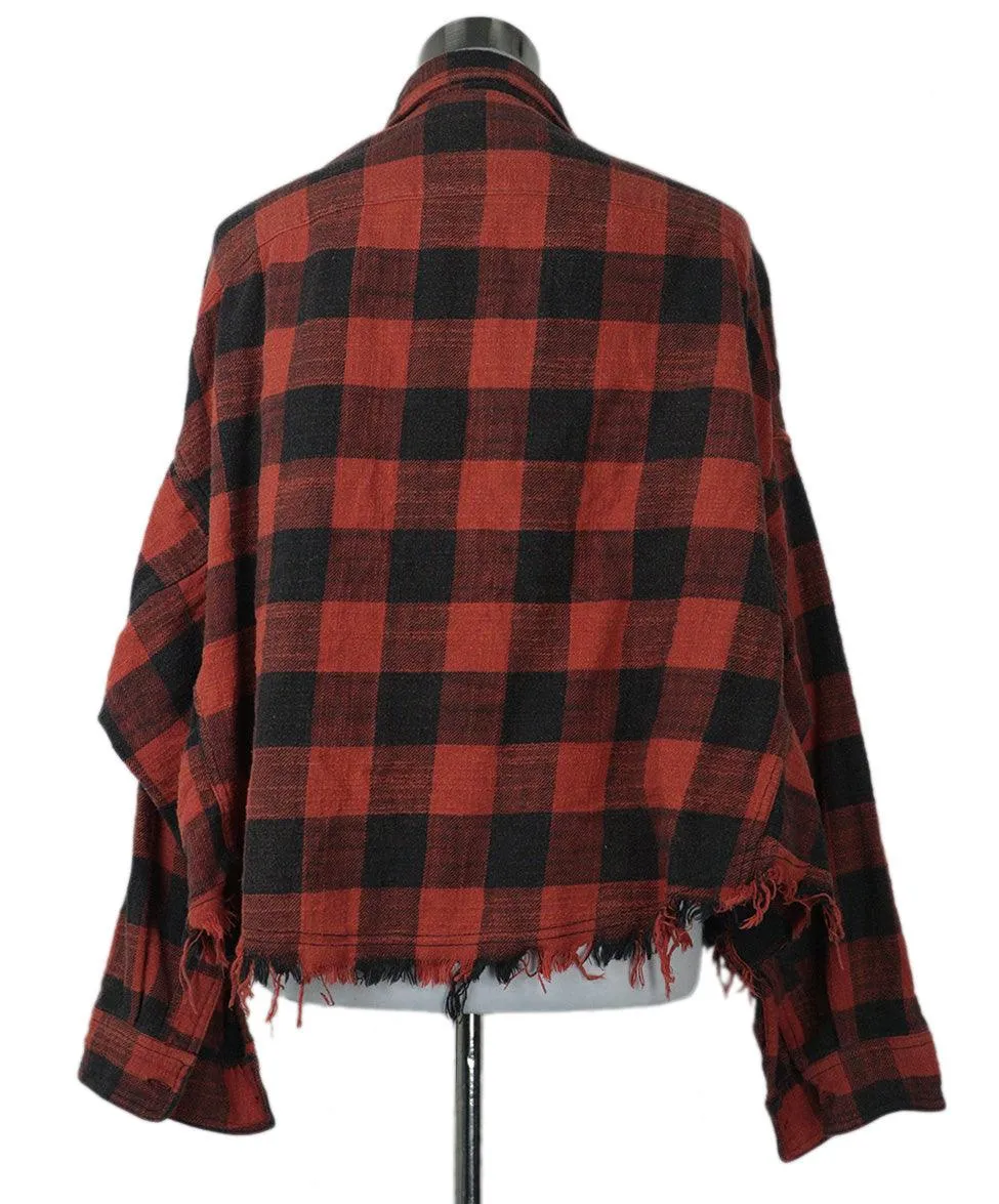 R13 Red & Black Plaid Flannel Shirt sz 4
