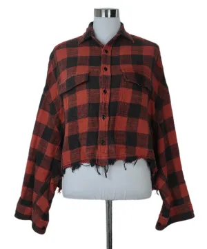 R13 Red & Black Plaid Flannel Shirt sz 4