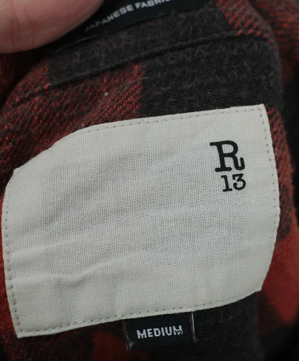 R13 Red & Black Plaid Flannel Shirt sz 4