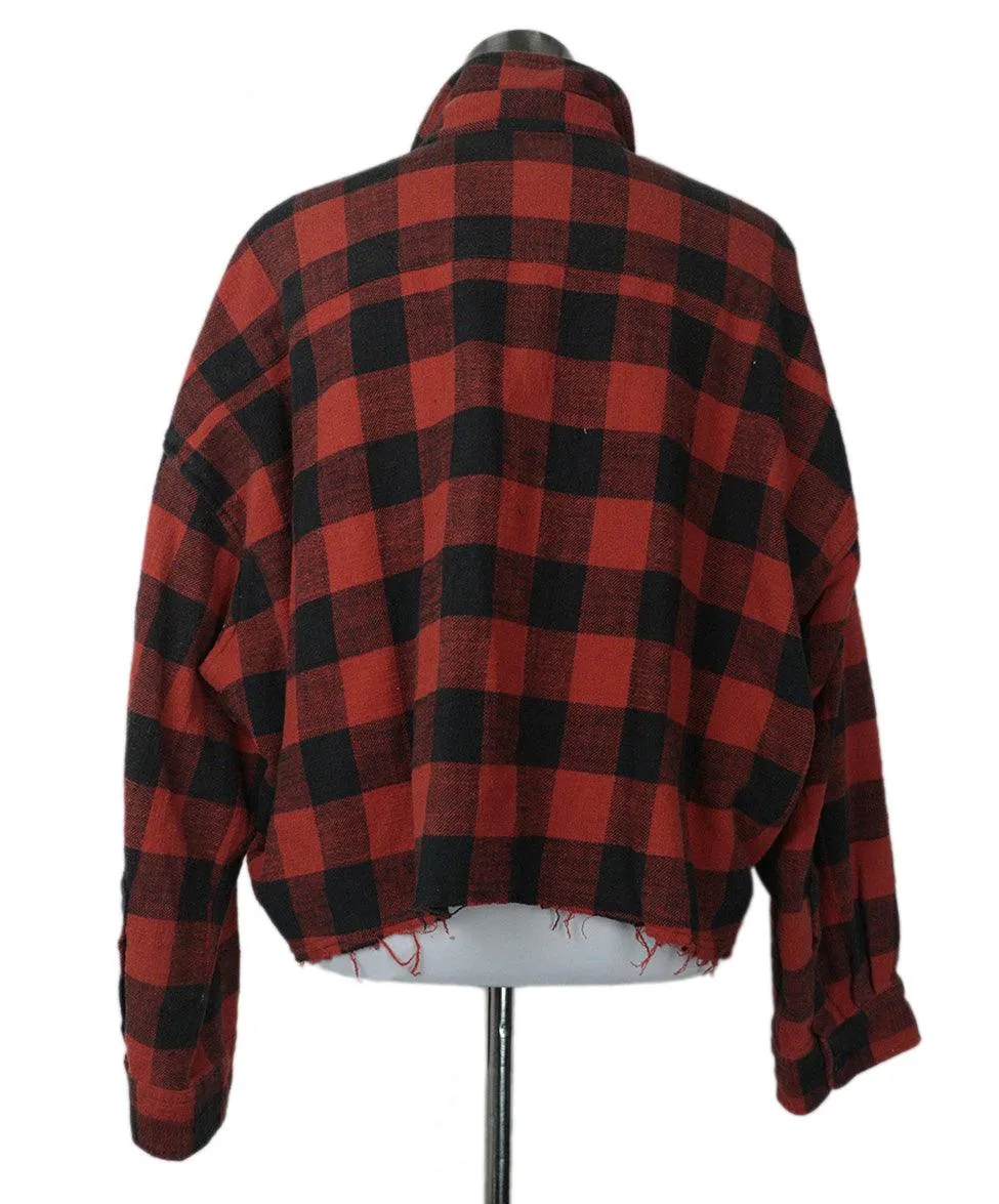 R13 Red & Black Plaid Flannel Shirt sz 6