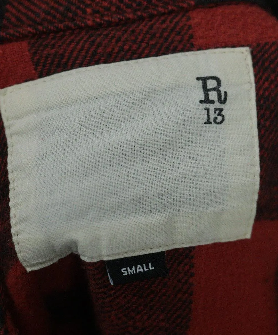 R13 Red & Black Plaid Flannel Shirt sz 6