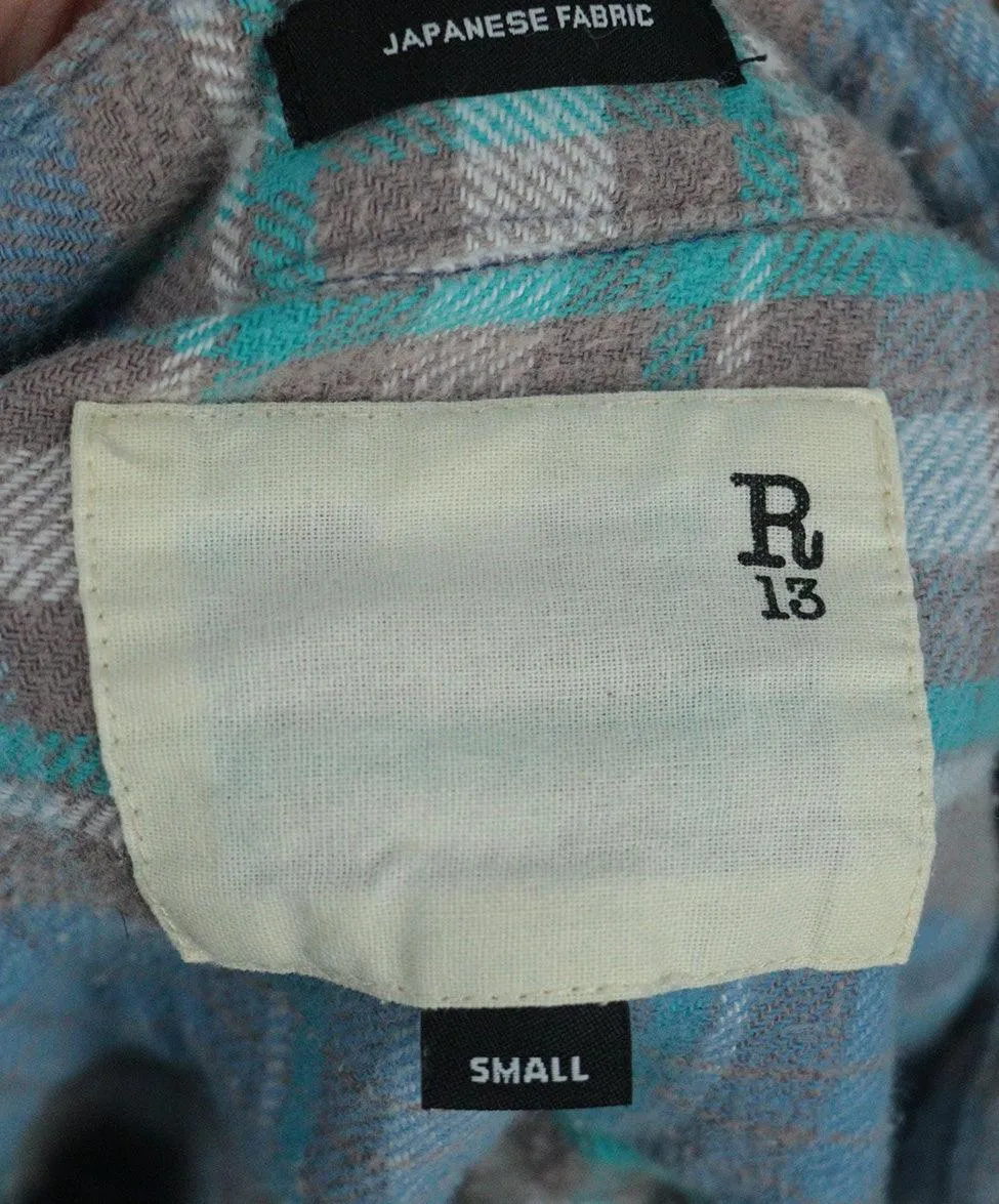 R13 Turquoise Plaid Flannel Shirt sz 4