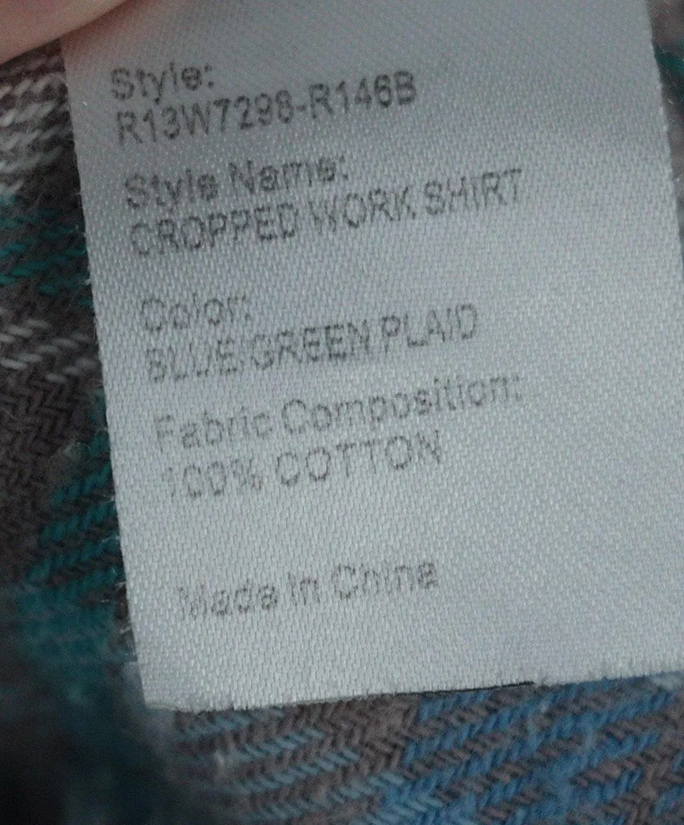R13 Turquoise Plaid Flannel Shirt sz 4