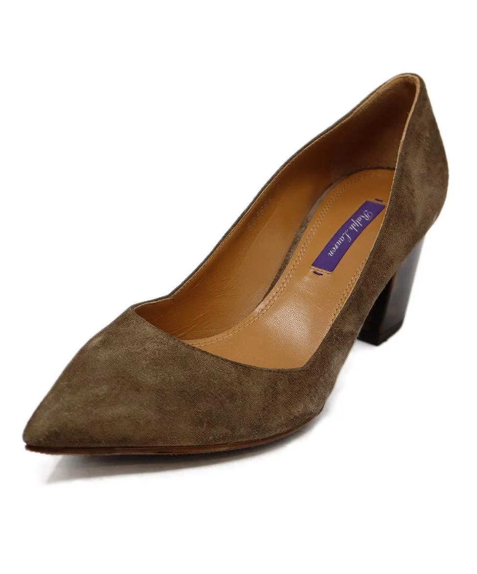Ralph Lauren Brown Suede Tortoise Heels sz 7.5