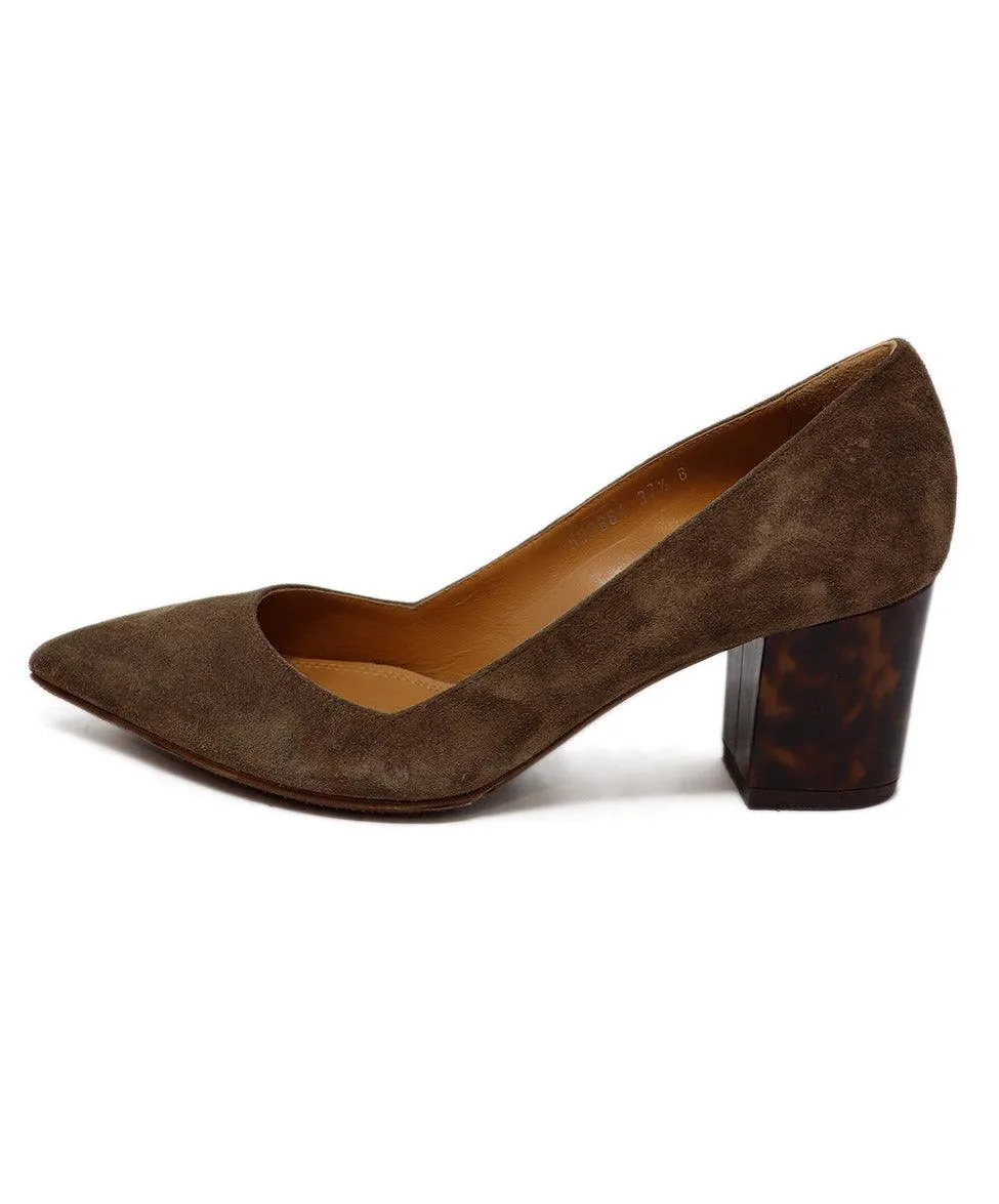 Ralph Lauren Brown Suede Tortoise Heels sz 7.5