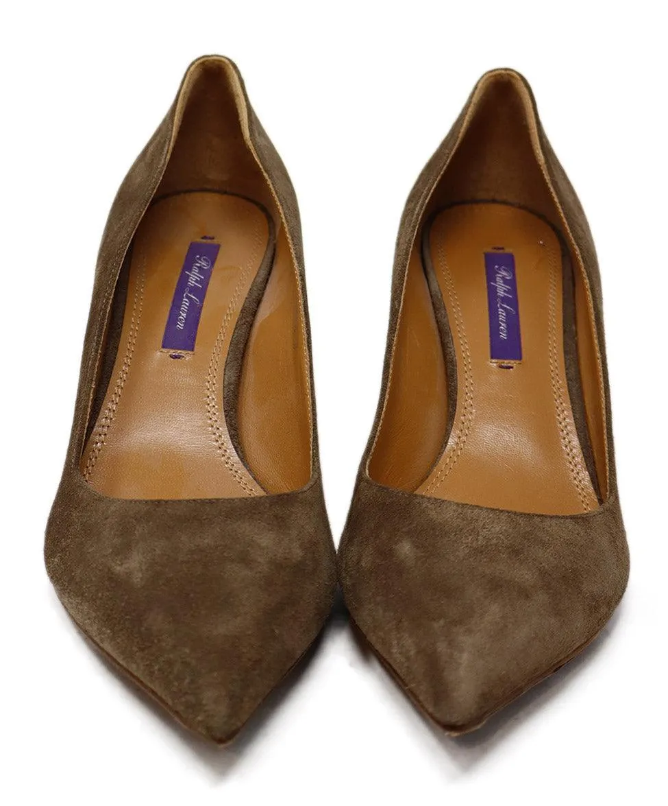 Ralph Lauren Brown Suede Tortoise Heels sz 7.5