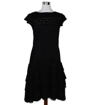 Red Valentino Black Ruffle Tiered Dress sz 10