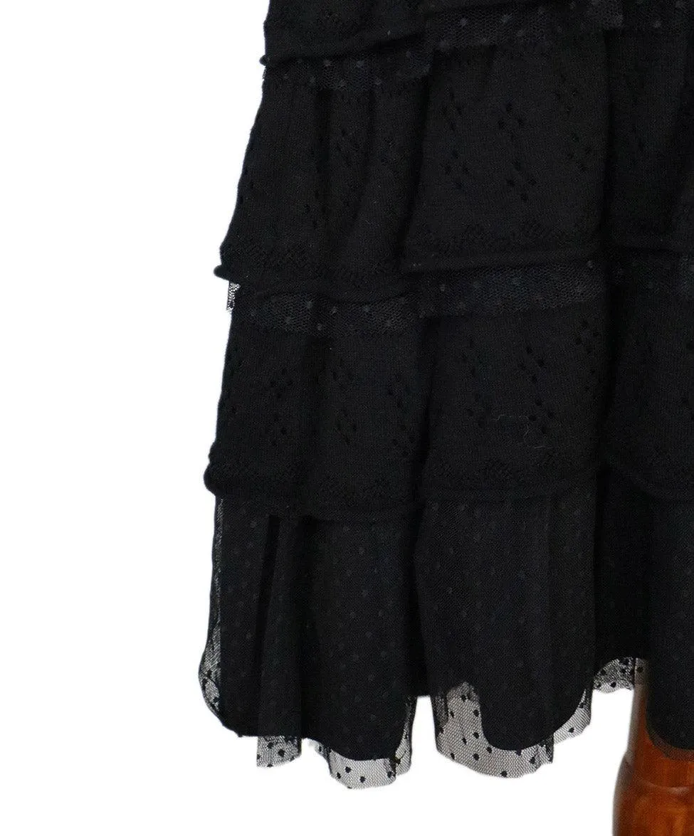 Red Valentino Black Ruffle Tiered Dress sz 10