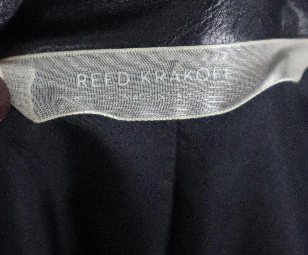 Reed Krakoff Black Cashmere & Leather Trim Coat sz 4