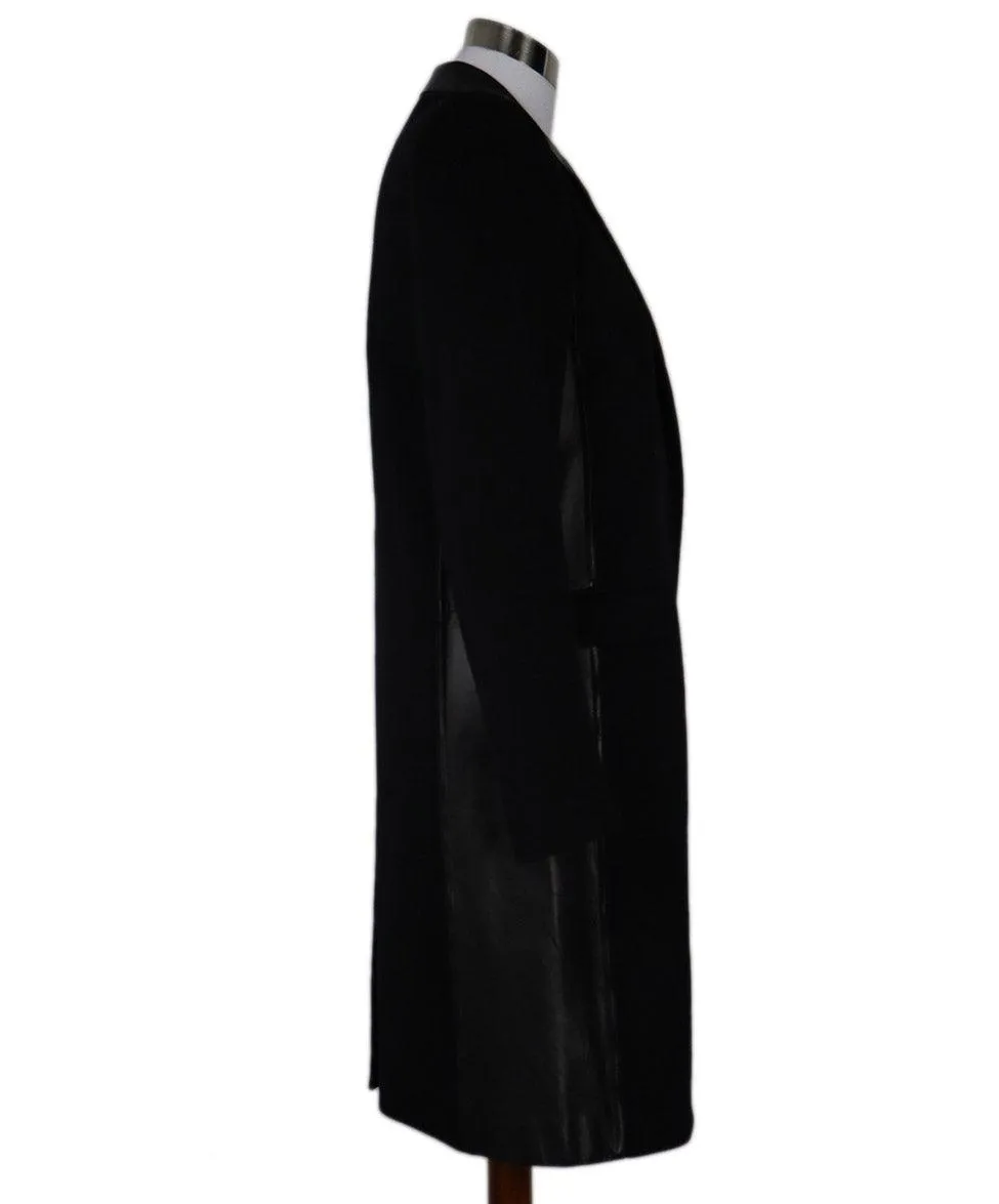 Reed Krakoff Black Cashmere & Leather Trim Coat sz 4