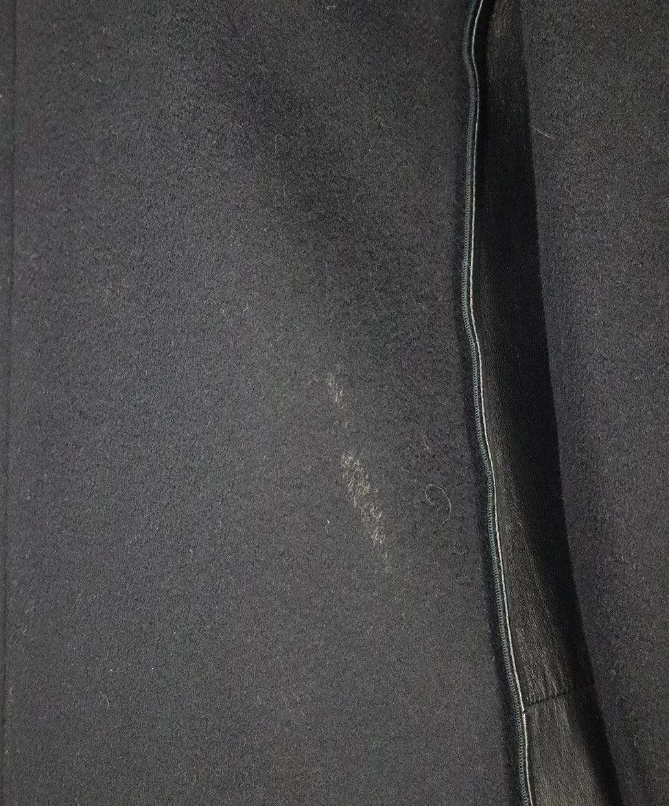 Reed Krakoff Black Cashmere & Leather Trim Coat sz 4